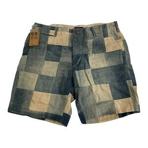 Polo Ralph Lauren Blue Patchwork 8" Inseam Shorts Mens SZ 34 NWT $225 MSRP